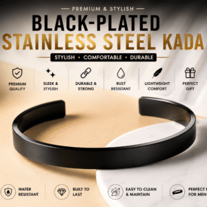 black plated stainless steel men's kada bracelet