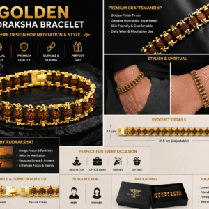 golden rudraksha bracelet (modern meditation design)